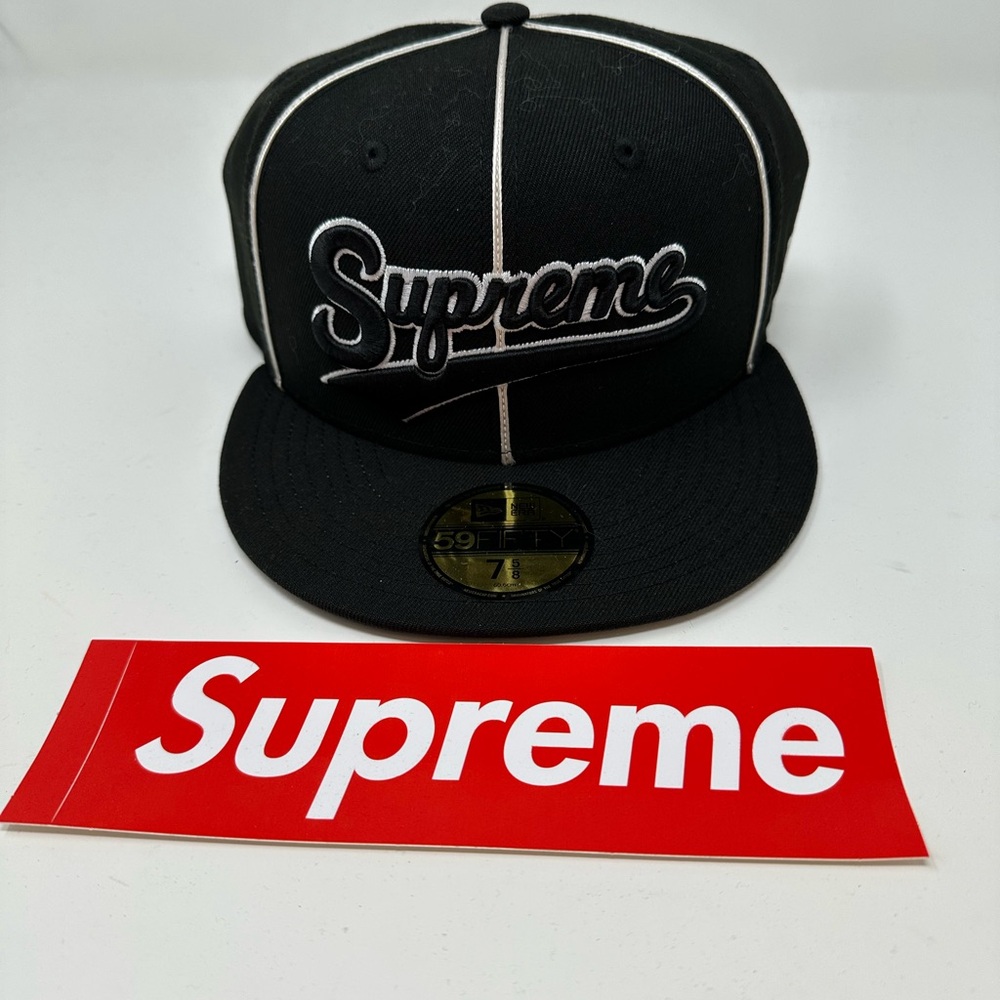 Supreme Black Cap with Red Logo